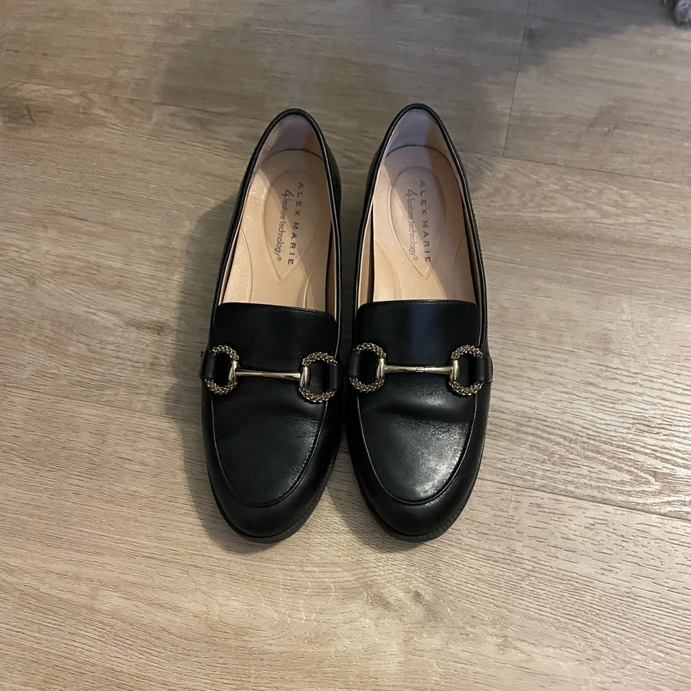 Alex Marie Black Leather Loafers